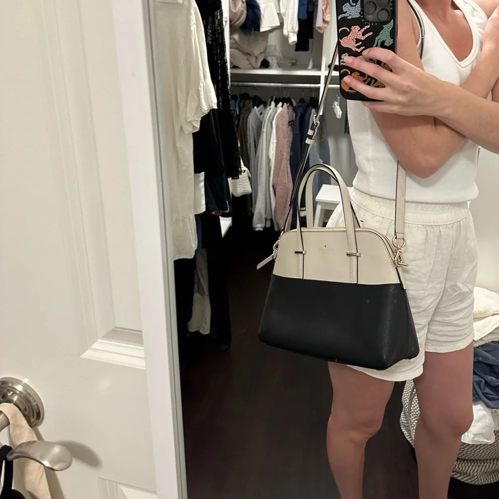 kate spade Black and Cream Two-Tone Crossbody Satchel - Picture 6 of 6